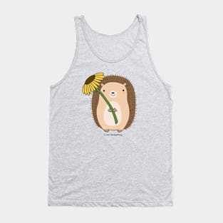 Cute Hedgehog Holding a Flower Drawing Illustration Tank Top